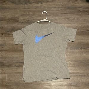 Nike Heather Gray Tee with Blue Swoosh